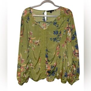 Zac & Rachel‎ Lightweight Green Floral Blouse size 2X